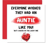 Auntie Birthday Card - I'm The Lucky One - Happy Birthday Card for Auntie from Nephew Niece, 145mm Mothers Day Greeting Cards