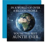 Auntie Birthday Card - In a World of Over 8 Billion - Happy Birthday Card for Auntie from Nephew Niece, 145mm Mothers Day Greeting Cards