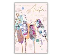 Auntie Birthday Card - Special Auntie - Contemporary Floral Design - Special Finish and Illustrated Insert Leaf - Made in the UK - Eco-Friendly
