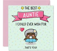 Auntie Birthday Card - The Best I Could Ever Wish For - Happy Birthday Card for Auntie from Nephew Niece, 145mm Cute Bday Greeting Cards