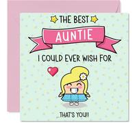 Auntie Birthday Card - The Best I Could Ever Wish For - Happy Birthday Card for Auntie from Nephew Niece, 145mm Cute Bday Greeting Cards