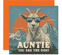Auntie Birthday Card - You Are The Goat - Happy Birthday Card for Auntie from Nephew Niece, 145mm Funny Animal Bday Greeting Cards