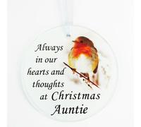 Auntie Christmas Robin Memorial Tree Hanging Decoration Gift Plaque Memento Tribute