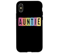Auntie Colorful Fun Checkered Letters Design Case for iPhone X/XS