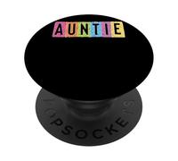 Auntie Colorful Fun Checkered Letters Design PopSockets Adhesive PopGrip