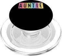 Auntie Colorful Fun Checkered Letters Design PopSockets PopGrip for MagSafe