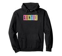 Auntie Colorful Fun Checkered Letters Design Pullover Hoodie