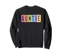 Auntie Colorful Fun Checkered Letters Design Sweatshirt