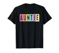 Auntie Colorful Fun Checkered Letters Design T-Shirt