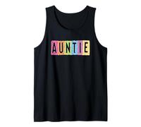 Auntie Colorful Fun Checkered Letters Design Tank Top