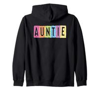 Auntie Colorful Fun Checkered Letters Design Zip Hoodie