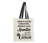 Auntie Gift from Niece Nephew, Inspirational Gifts for Women, Mother's Day Gift, Auntie, Teen Girls, Teenage Girls, Shoulder Bag Shopping Tote Bag Cotton Shopping Bag. (Black Handle)