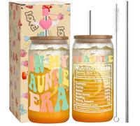 Auntie Gifts, Auntie Birthday Gifts, Best Auntie Gifts, Cool Aunt Gift, Special Auntie Gift, Auntie Gifts from Nephew and Niece,Aunt to Be, New Aunt, in My Auntie Era Cup - 16 oz Iced Coffee Glass
