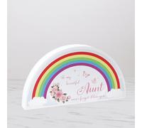 Auntie Gifts Auntie Gift Ideas Christmas Stocking Stuffers for Sunty, Wooden Sign Award Plaque Wooden Rainbow Plaque, Gift for Aunt Birthday Gifts from Niece Nephew Desk Decoration