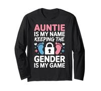 Auntie Is My Name Baby Shower Girl Boy Keeper Gender Reveal Long Sleeve T-Shirt