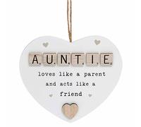 Auntie Love Heart Shaped Scrabble Wooden Plaque