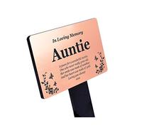 Auntie Memorial Remembrance Plaque Stake - Gold/Silver/Copper/Black & White, Waterproof, Outdoor, Grave Marker, Tribute, Plant Marker (Copper)