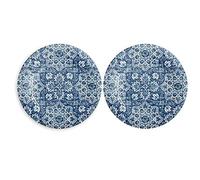 Auntie Morags Atlantic Blue - Melamine/Plastic Dinner Plates Set for 2