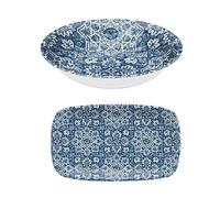 Auntie Morags Atlantic Blue - Melamine/Plastic Serving Set (Platter & Salad Bowl)