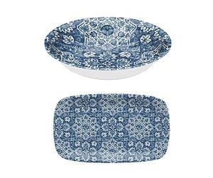 Auntie Morags Atlantic Blue - Melamine/Plastic Serving Set (Platter & Salad Bowl)