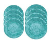 Auntie Morags Bali Brights Aqua/Turquoise - Melamine/Plastic/BBQ/Outdoor Dinner & Side Plate Set (8)