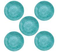 Auntie Morags Bali Brights Aqua/Turquoise Melamine/Plastic/BBQ/Outdoor Side Plate Set (5)
