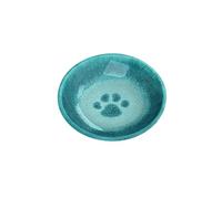 Auntie Morags Blue Glaze Paw Print Melamine/Plastic Pet Food Saucer
