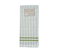 Auntie Morags Le Chateau Checked Terry Tea Towel - Green & White