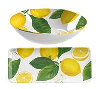 Auntie Morags Lemon Fresh Melamine 2 Piece Salad & Nibbles Serving Set