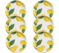 Auntie Morags Lemon Fresh Melamine/Plastic/BBQ/Outdoor Dinner Plates Set (6)