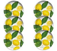 Auntie Morags Lemon Fresh Melamine/Plastic/BBQ/Outdoor Side/Salad Plates Set (6)