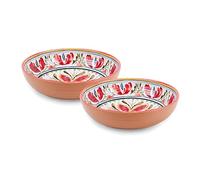 Auntie Morags Mediterranean Melamine Bowls Set of 2 - Outdoor/Camping/Picnic Dishwasher Safe & Chip Resistant Low Bowls