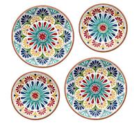Auntie Morags Mediterranean - Melamine/Plastic Dinner & Side Plate Set (Rio Medallion, 4)