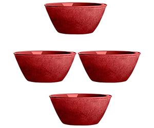 Auntie Morags Potters Reactive Glaze RED Melamine/Plastic/BBQ/Outdoor Bowl Set (4)