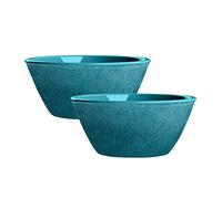 Auntie Morags Potters Reactive Glaze Teal/Blue 15.5cm Melamine/Plastic Pasta/Cereal Bowls - Set (2)