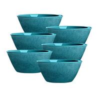 Auntie Morags Potters Reactive Glaze Teal/Blue 15.5cm Melamine/Plastic Pasta/Cereal Bowls - Set (6)