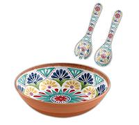 Auntie Morags Purely Home Mediterranean - Outdoor/Camping/Picnic - Melamine/Plastic Salad Bowl & Servers Set (Rio Medallion)