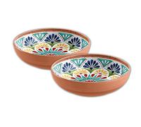 Auntie Morags Purely Home Re-usable Rio Medallion 21cm Outdoor Plastic/Melamine - Cereal/Pudding/Dessert/Pasta Bowl Sets (Rio Medallion, 2)