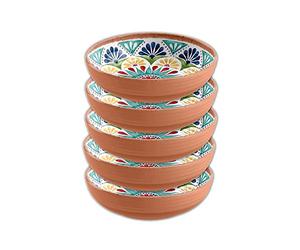 Auntie Morags Purely Home Re-usable Rio Medallion 21cm Outdoor Plastic/Melamine - Cereal/Pudding/Dessert/Pasta Bowl Sets (Rio Medallion, 5)