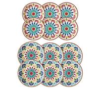 Auntie Morags Purely Home Rio Medallion - Outdoor/Camping/Picnic - Melamine/Plastic Dinner & Side Plate Set (Rio Medallion, 12)