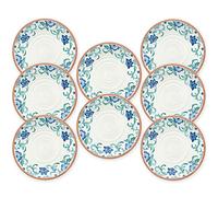 Auntie Morags Rio Turquoise Floral Melamine/Plastic/BBQ/Outdoor Dinner Plates Set (8)
