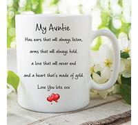 Auntie Mug Love You Lots Heart of Gold Birthday Gift Christmas Cup WSDMUG586
