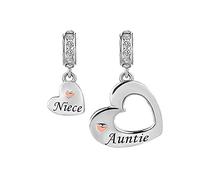 Auntie Niece Linked Hearts Split Dangle Charm fits Pandora Charms Bracelets Anniversary Birthday Jewellery Gift for Women Aunt