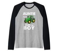 Auntie of The Birthday Boy Tractors Farm Party Farmer Raglan Baseball Tee