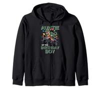 Auntie Of The Birthday Party Outfit Monster Truck Auntie Zip Hoodie