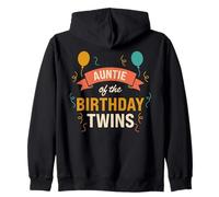 Auntie of the Birthday Twins Party Celebration Zip Hoodie