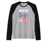 Auntie of The Spooky One 1St Birthday Girl Halloween Ghost Raglan Baseball Tee