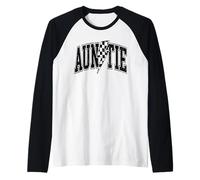 Auntie Racing Car Family Matching Birthday Party Funny Aunt Raglan Baseball Tee