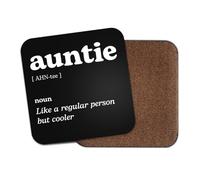 Auntie Square Coaster - Aunt Family Dictionary Regular But Cooler Definition Funny Joke Hobby Men Women Kitchen Drink #82678