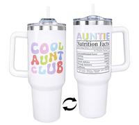 Auntie Tumbler 40 Oz, Funny Aunt Gifts from Niece Nephew, Aunt Christmas & Birthday Gift, Best Auntie Cup Mug Coffee Travel Cup, Stainless Steel 40 Oz Tumbler with Handle and Straw